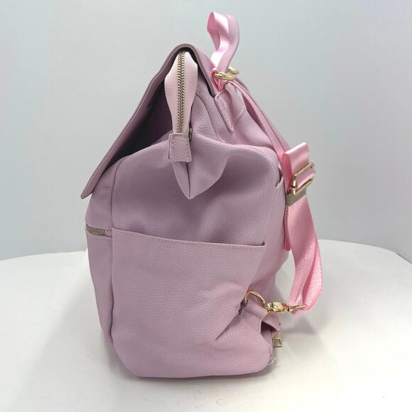 Tigerlily Creations Womens Pink Large Faux Leather Backpack Diaper Bag NEW - Picture 3 of 16